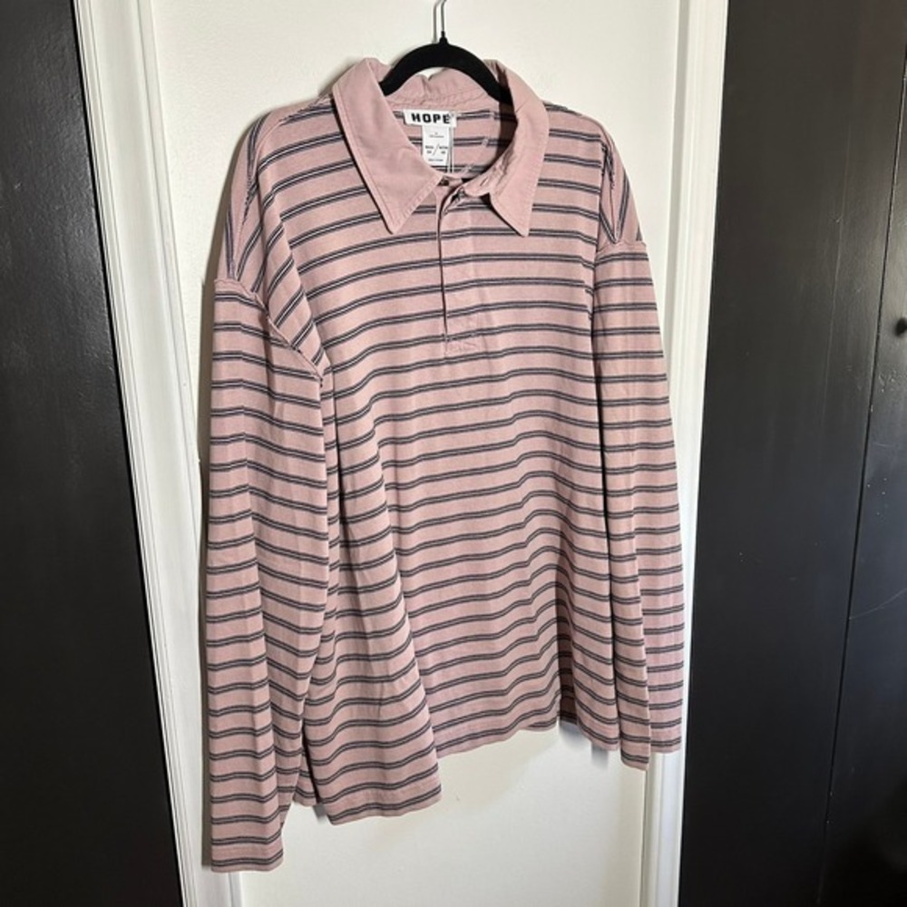 NEW HOPE Stockholm Men's Lamp Sweatshirt Old Pink Striped Long Sleeve Size 54 - Picture 2 of 11